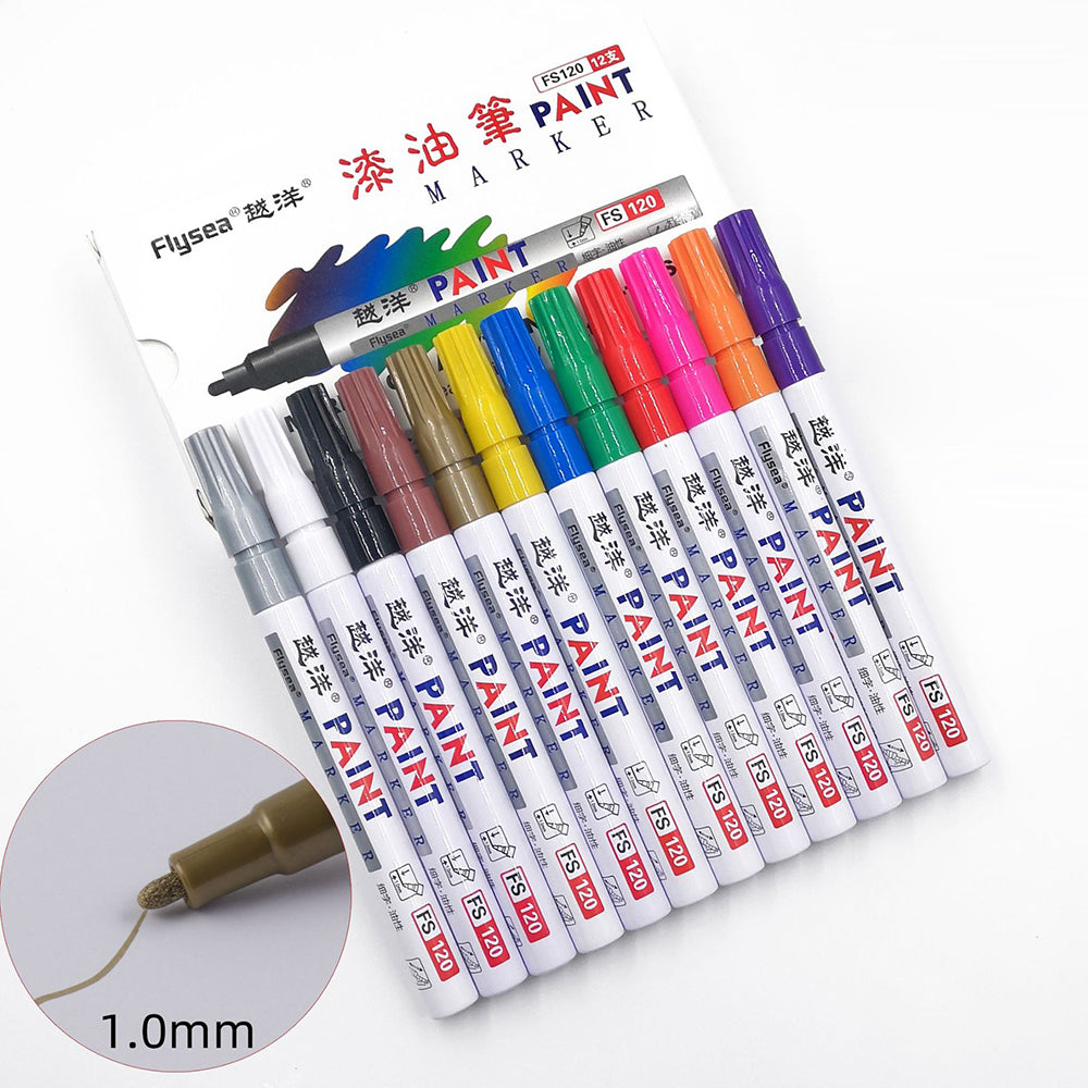 FLYSEA FS120 12Pcs Paint Pens Paint Markers Quick Dry for Drawing, Sketching FLYSEA FS120 12Pcs Paint Pens Paint Markers Quick Dry for Drawing, Sketching